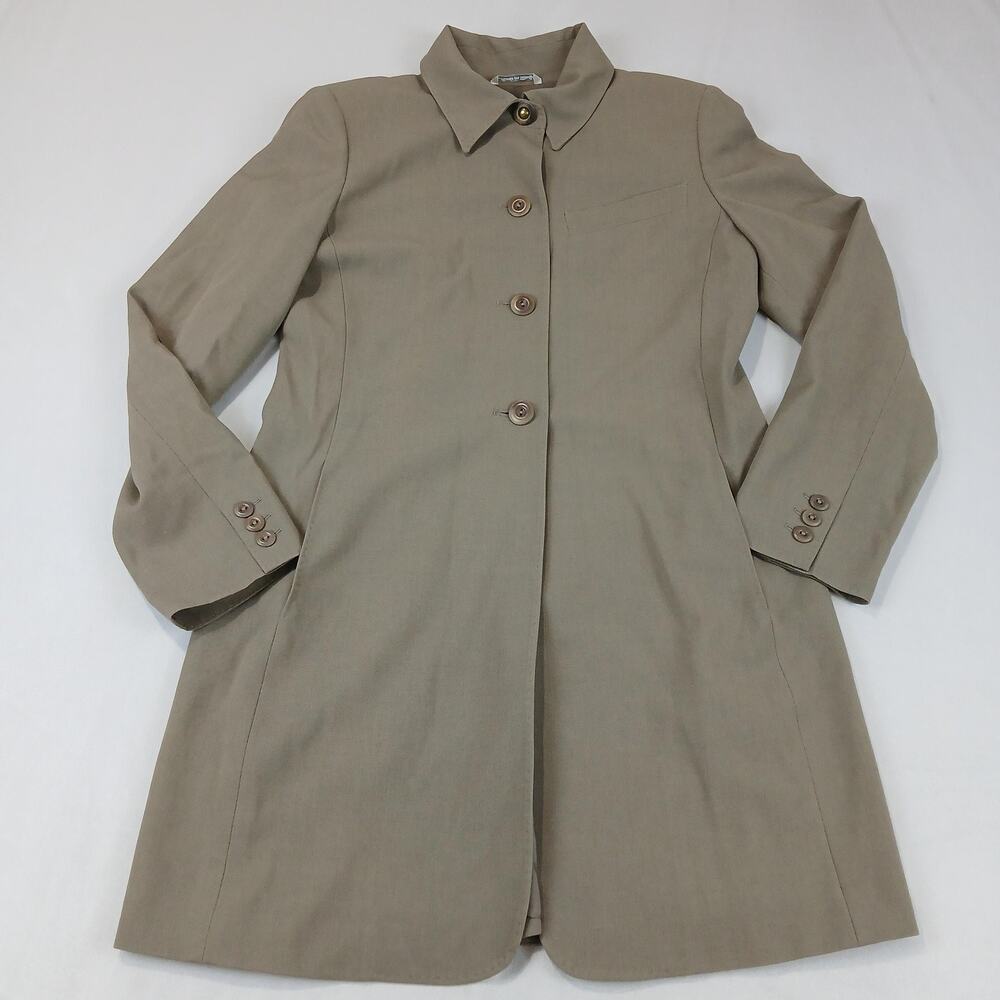 MaxMara Coat Womens Small Taupe Beige Wool Blend Long Jacket Made in Italy Lined - Picture 14 of 14